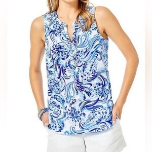 EUC Lilly Pulitzer Essie Tank Top Resort White Don't Be Jelly